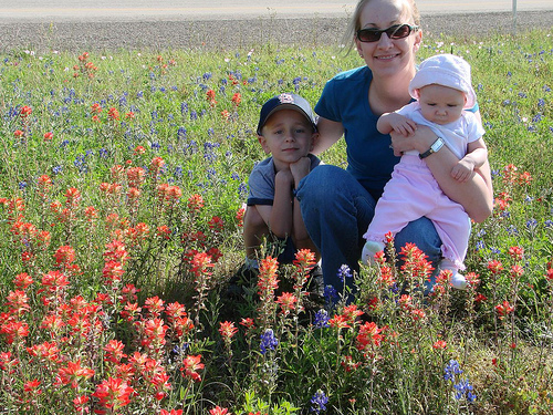 Family in the flowers