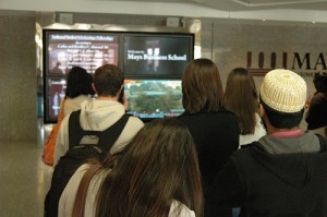 Students watching the inauguration festivities