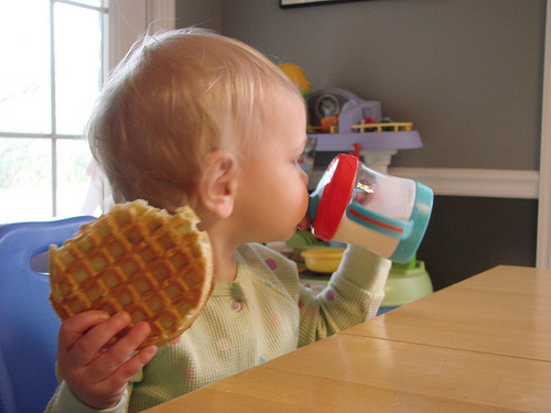 Enjoying a leisurely breakfast Enjoying a leisurely breakfast