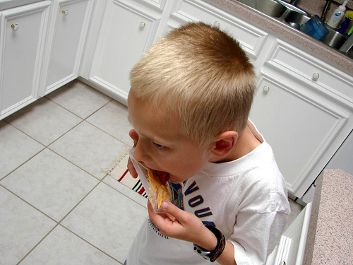 The Boy chastizes me for wasting all this He'll eat it though