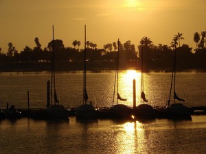 Boats at sunset