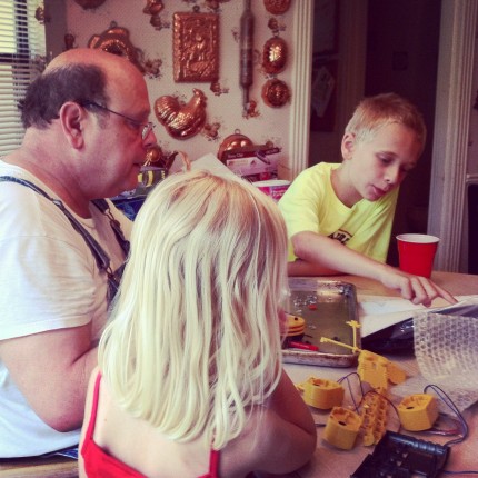Making a robot with their grandfather