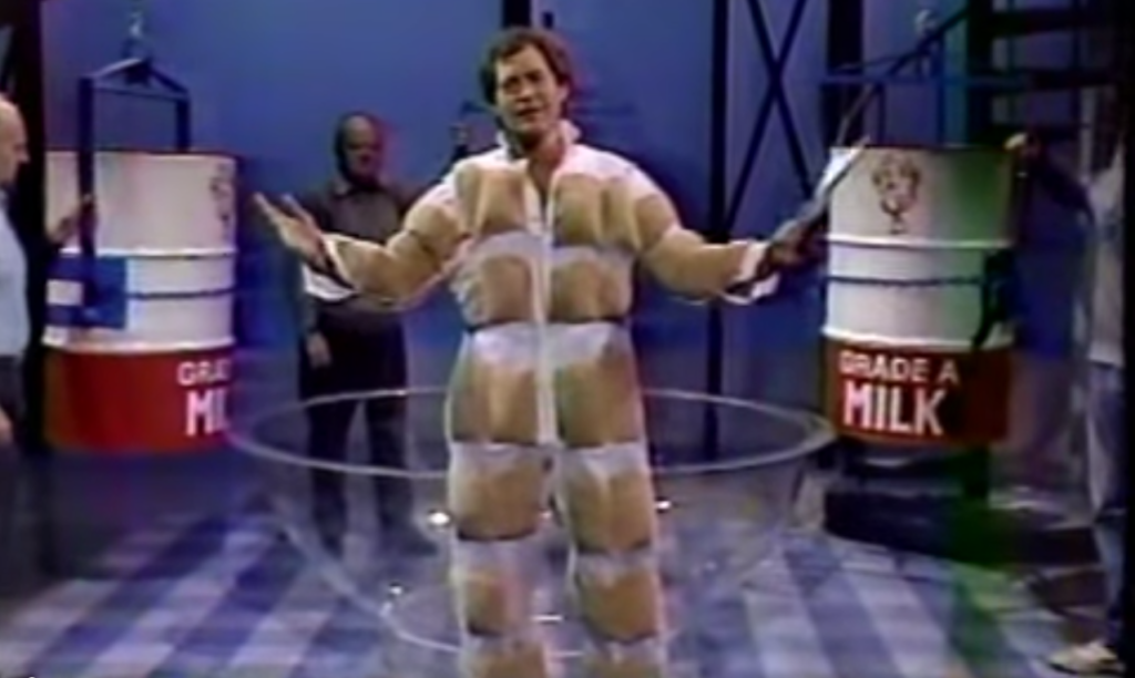 Letterman in his Rice Krispies suit
